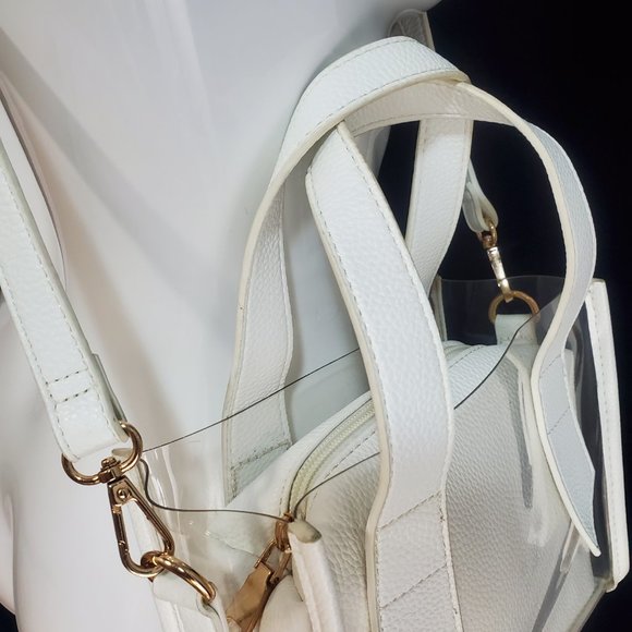 Urban Expressions clear Vinyl handbag W White vegan leather insert. - Picture 5 of 14